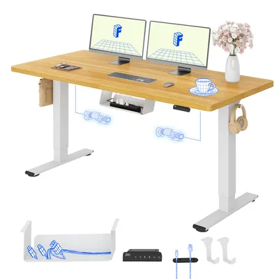 Produktbild von FLEXISPOT E1 Pro Elektrisch Höhenverstellbarer Schreibtisch 140x80cm 25MM EINTEILIGE TISCHPLATTE Doppelmotor 120KG Tragkraft, 4 Speicherplätze (Ahorn)