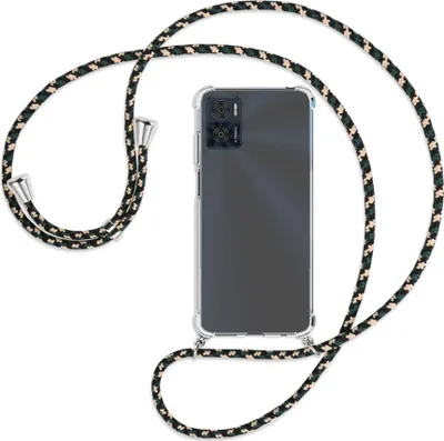 Produktbild von Handykette Backcover-Schutzhülle mit Band (Metall silberfarben) für Motorola Moto E22, Moto E22i 4G - camouflage