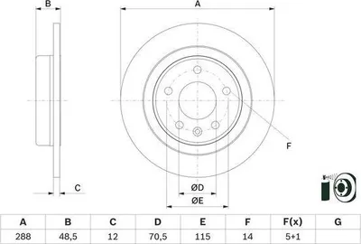 Produktbild von 2x BOSCH Bremsscheibe 0 986 479 F83 für OPEL INSIGNIA Caravan INSIGNIA CC 45mm