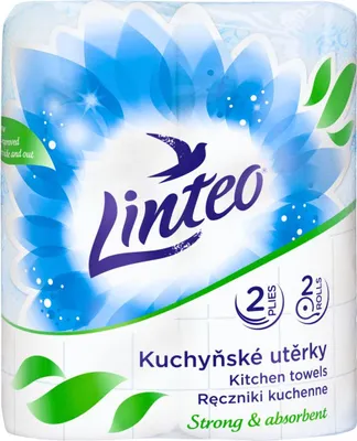 Produktbild von Linteo Papier-Küchentücher, 2-lagig, Zellulose, Küchenrolle, 10 m, weiß, 2 Stück