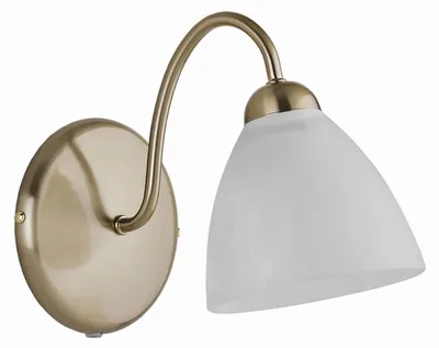 Produktbild von Wandleuchte Metall Glas E27 B: 20 cm in Messing Weiß Modern