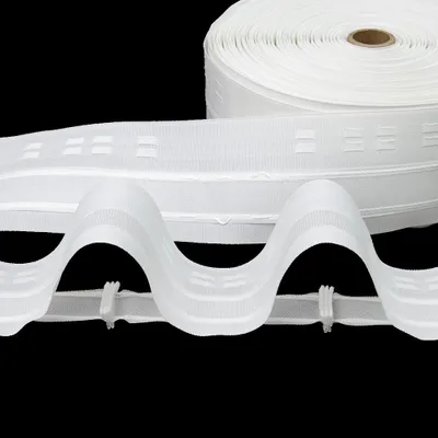 Produktbild von Gardinenband 10m Wellenfalten Weiß-80mm 1:1.5 Kräuselband Faltenband