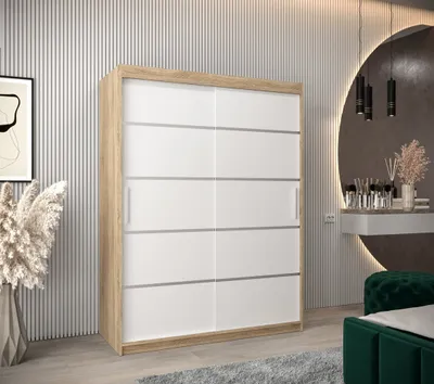 Produktbild von Kleiderschrank ENNI – Breite 150 cm, Eiche sonoma / weiß