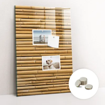 Obrázek produktu pro Magnetická Tabule na Zeď Skleněná - Memo Board Kleněnou Přední Stranou - 5 magnetů v balení - 40x60 cm - Bambus