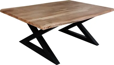 Produktbild von Refurbished Möbelretoure Couchtisch Baumkante 120 x 80 cm Akazie natur geschlossenes X-Gestell Quintus