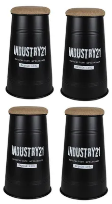 Image de Lot de 4 Tabourets de bar coniques style Industriel - Noir - D 40 x H 66,5 cm