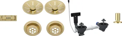 Produktbild von Blanco 207 443 Ablaufgarniturset InFino Satin Gold Exzenterbetätigung