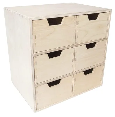 Productafbeelding van Creative Deco Mini Houten Kist met 6 laden, 28.5 x 20 x 28.5 cm
