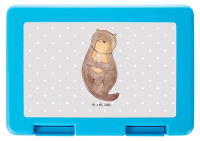 Produktbild von Mr. & Mrs. Panda Bento Box Otter Muschel - Grau Pastell - Geschenk, Büro, Träumen, Lunchbox, Motivation, Süß, Frischhaltedose, Snackbox, Brot Aufbewahrungsbox, Bentobox