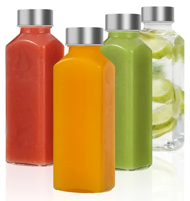 Gläserne Flaschen mit Deckel, 4x 350 ml, auslaufsicher