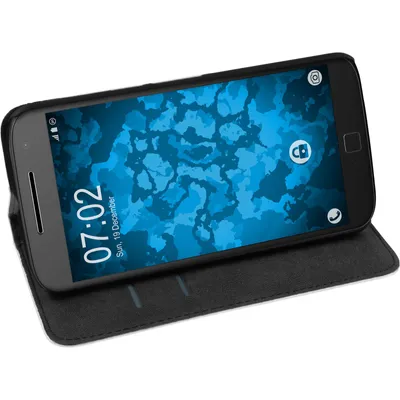 Produktbild von PhoneNatic Kunst-Lederhülle kompatibel mit Motorola Moto G4 Plus - Book-Case weiß + 2 Schutzfolien
