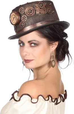 Produktbild von W9210-29 bronze Damen Herren Streampunk Zylinder-Hut mit Anzeiger