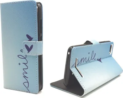Produktbild von Handyhülle Tasche für Case Handy Wiko Lenny 3 Schriftzug Smile Blau