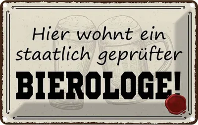Produktbild von vianmo Blechschild 12x18 cm Bier hier wohnt Bierologe Spruch Zitat