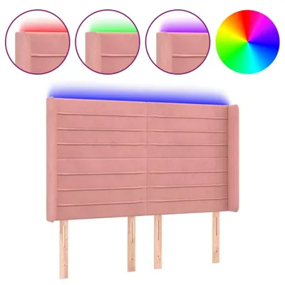 Produktbild von vidaXL LED Kopfteil Rosa 147x16x118/128 cm Samt