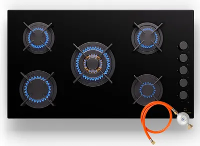 Image de Klarstein Tables de Cuisson à Gaz, Plaque de Cuisson Gaz à 5 Brûleurs, Table de Cuisson Encastrable à 5 Feux de 10400W, Cuisiniere Gaz, Gaziniere Gaz avec Brûleurs en Acier Inoxydable, Cuisinières GPL