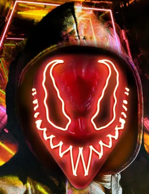 Produktbild von yumcute Halloween Led Maske, LED Purge Maske, The Purge Maske, Coole masken für Erwachsene, Halloween Handgemacht Maske mit 3 Blitzmodi für Party Halloween Fasching Karneval Kostüm Cosplay Dekoration