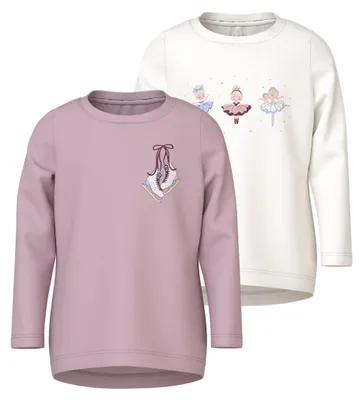 Productafbeelding van NAME IT meisjes top, model Nmfvix 2P Ls, kleur Cloud Dancer, maat 110 cm (2-delige set)