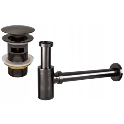Image de Siphon de lavabo avec sortie click-clack et trop-plein, graphite (7992050-66)