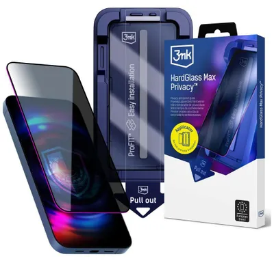 Zdjęcie produktu dla Szkło prywatyzujące 3MK HardGlass Max Privacy z aplikatorem do Apple iPhone 14 Pro czarny