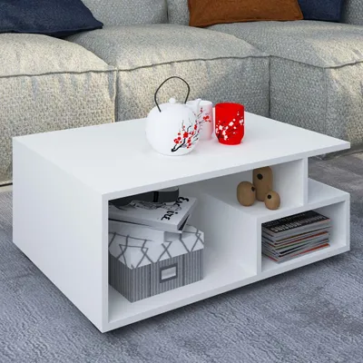 Produktbild von VCM Holz Couchtisch | Sofatisch mit ausreichend Stauraum | Maße ca. H. 40 x B. 80 x T. 50 cm | Wohnzimmertisch - Sulas
