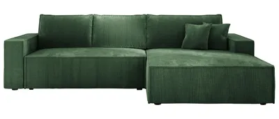 Produktbild von E-ZIMPAZ Ecksofa COBRA S mit Schlaffunktion und Bettkasten, Stilvoll Eckcouch L-Form, Cordstoff, Holzkonstruktion, Seite Rechts Grün POSO 14