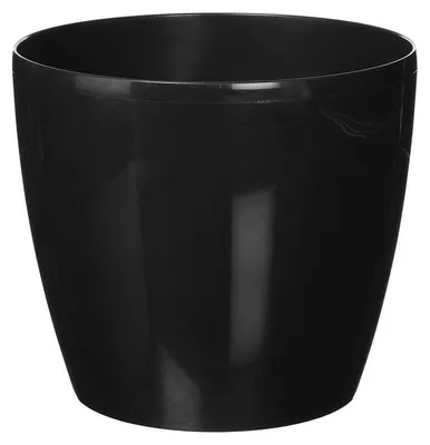 Image de Vase ronde, noire, 20,5 x 22 cm, pour fleurs