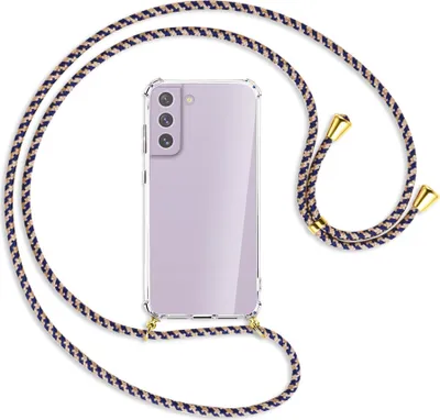 Produktbild von Handykette Backcover-Schutzhülle mit Band (Metall goldfarben) für Samsung Galaxy S21 FE - blau+beige