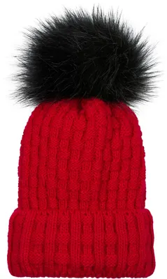 Produktbild von styleBREAKER Uni warme Strick Bommelmütze mit Flecht Muster und Fleece Futter, Winter Fellbommel Mütze 04024171
