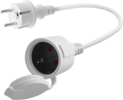 Zdjęcie produktu dla Przedłużacz Schuko, krótki, biały, 3x1.5 mm², 16A, 250V, IP44 - Kabel przedłużający do użytku w domu, biurze, na zewnątrz, w ogrodzie, na kempingu