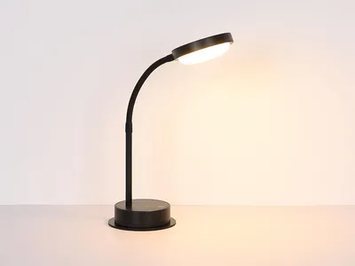 Produktbild von Kabellose LED Akku Schreibtischlampe Schwarz dimmbar & USB aufladbar, Höhe 38cm
