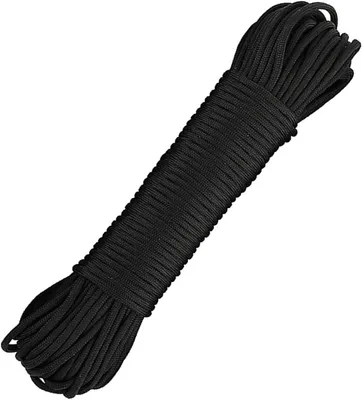 Produktbild von Paracord Seil 6mm, 30m Nylonseil schwarz geflochten für Bündeln, Wäschetrocknen, Camping, Outdoor (Schwarz, 30M)
