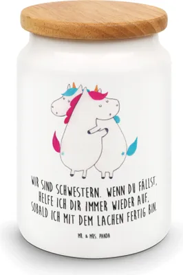 Produktbild von Mr. & Mrs. Panda Aromadose Einhörner Umarmen - Weiß - Geschenk, BFF, Familie, Kaffeedose, Einhorn, salzdose, Dose, Schwester, behälter, Keksdose, Vorratsbehälter, Unicorn