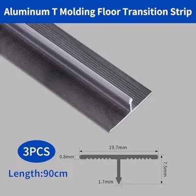 Produktbild von 3 Stück Aluminium-Übergangsprofil in T-Form für Böden