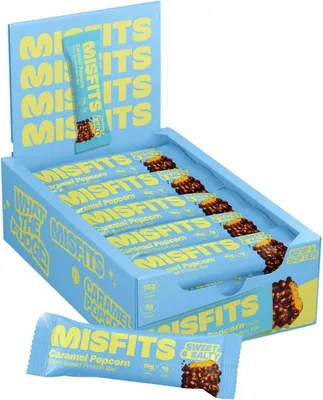 Produktbild von Misfits Vegan Soft Protein Bar (15x50g) Caramel Popcorn - Riegel - Protein-Riegel