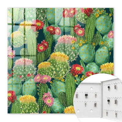 Produktbild von Metall Schlüsselkasten 30 x 30 cm - weißer Schlüsselschrank zur Wandmontage - wandhängende Schlüsselbox mit Tür - rechts öffnend - Schlüsselaufbewahrung für Flur - Büro - Arbeitszimmer - Werkstatt - Garage - Bunter Garten