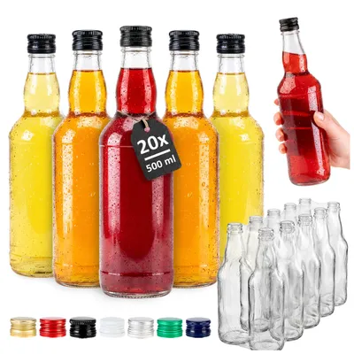 Zdjęcie produktu dla SuperButelki.pl – 20x Butelka szklana MONOPOL 500 ml na wódkę, bimber – przezroczyste szkło do alkoholi i domowych wyrobów, butelki, zestaw butelek