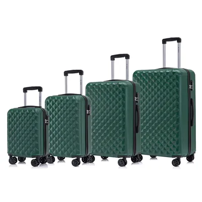 Produktbild von Suitcase Set, Rollkoffer Handgepäck, Kofferset, mit 4 Rollen 360°, Hartschalenreise Zahlenschloss, Weicher Gummigriff (4er Set, S,M,L&XL,Dunkelgrün)