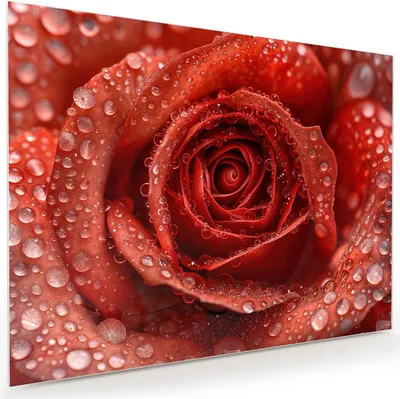 Produktbild von Glasbild 120x90cm in XXL für Wohnzimmer, Schlafzimmer Motiv Wassertropfen Rose