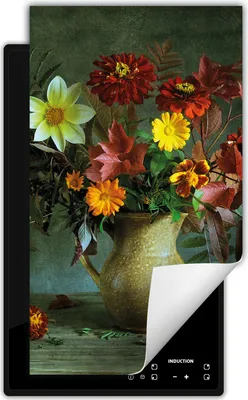 Produktbild von DarHaus Herdabdeckplatte 1 teilig 30x52 cm Anti Rutsch Matte Aufrollbar, grün - Blumenstrauß