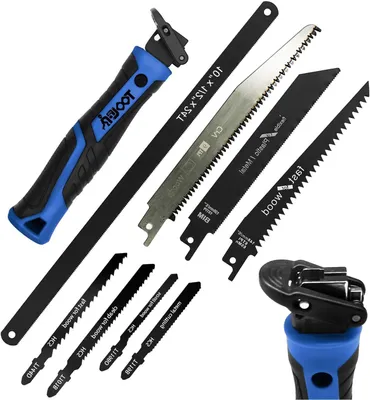 Productafbeelding van Metaalzaag Set - Handzaag Set - Precisie Zagen - 8 Verwisselbare Bladen - 8-in-1 - Blauw