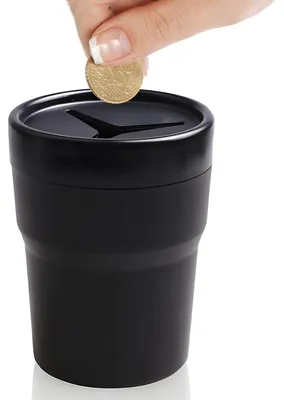 Produktbild von Universeller Auto-Münzhalter für Getränkehalter, schwarze PVC-Mini-Stifthalterbox