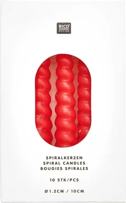 Produktbild von Spiralkerzen, Rot, 10 Stk, Ø 1,2 cm x 10 cm hoch