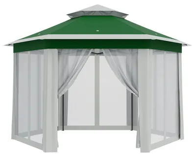 Immagine prodotto di Gazebo da giardino - Gazebo pop-up pieghevole, 2 x 2 metri - Esagonale - Finestre con zanzariera - Struttura in acciaio - Include sacchi di sabbia e borsa per il trasporto - Adatto per 5-8 persone - Colore: verde