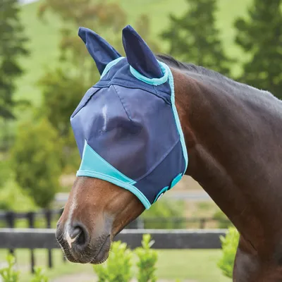 Immagine prodotto di Weatherbeeta Comfitec Maschera in pile a maglia fine con protezione per le orecchie - blu navy/turchese