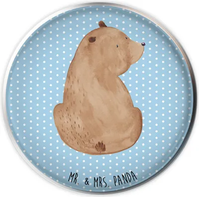Produktbild von Mr. & Mrs. Panda Ablaufgarnitur Bär Schulterblick - Blau Pastell - Geschenk, Stöpsel, Weisheit, Bärenliebe, Selbstachtung, Waschbecken Ablaufstopfen, waschbeckenstöpsel