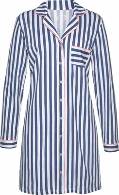 Produktbild von H.I.S. Nachthemd blau-weiß-peach Größe 32/34