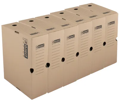 Obrázok produktu pre 6 kusov úložných boxov s klopovým vekom, formát A4/105 mm, hnedé
