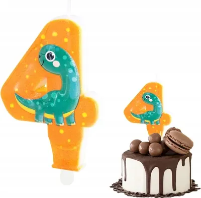 Obrázok produktu pre Narodeninová Sviečka Dinosaurus Dino Číslo 4 Zelená Na Narodeninovú Párty