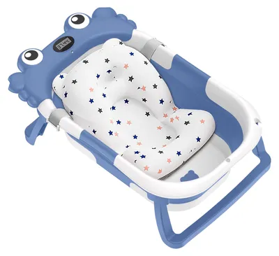 Obrázek produktu pro Dětská vanička, skládací design, integrované teploměr, modrá barva